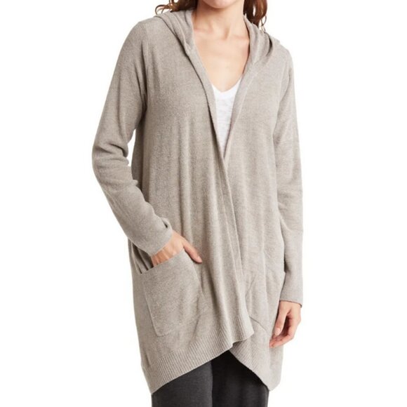 💕BAREFOOT DREAMS💕 CozyChic Lite Seashore Hooded Cardigan ~ Pewter Grey XS NWT - Picture 2 of 12